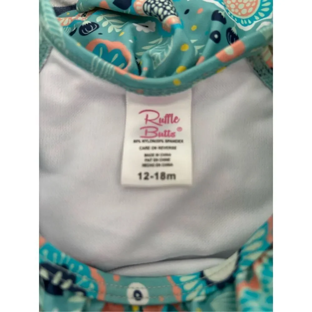 ❤️RuffleButts Baby Girl Island Dream Scallop Swimsuit